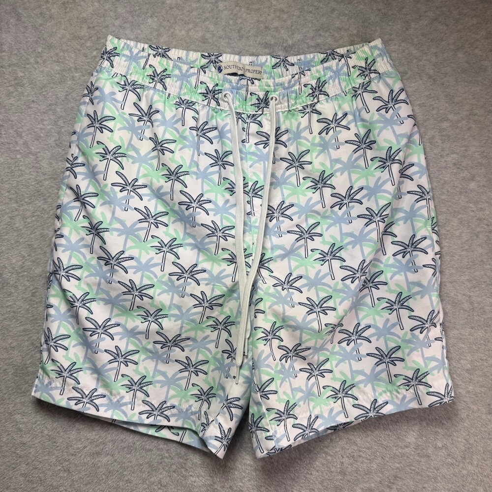 Southern‎ Proper Swimsuit Board Shorts Swim Trunks Palm Trees Men’s Small 7”